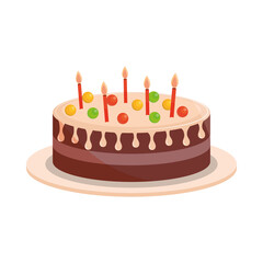 birthday cake with candles and sweet candies