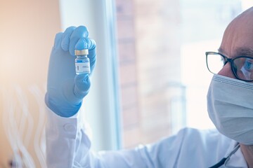 Development and creation of a coronavirus vaccine COVID-19. Vaccine Concept of fight against coronavirus. Vaccine selection.