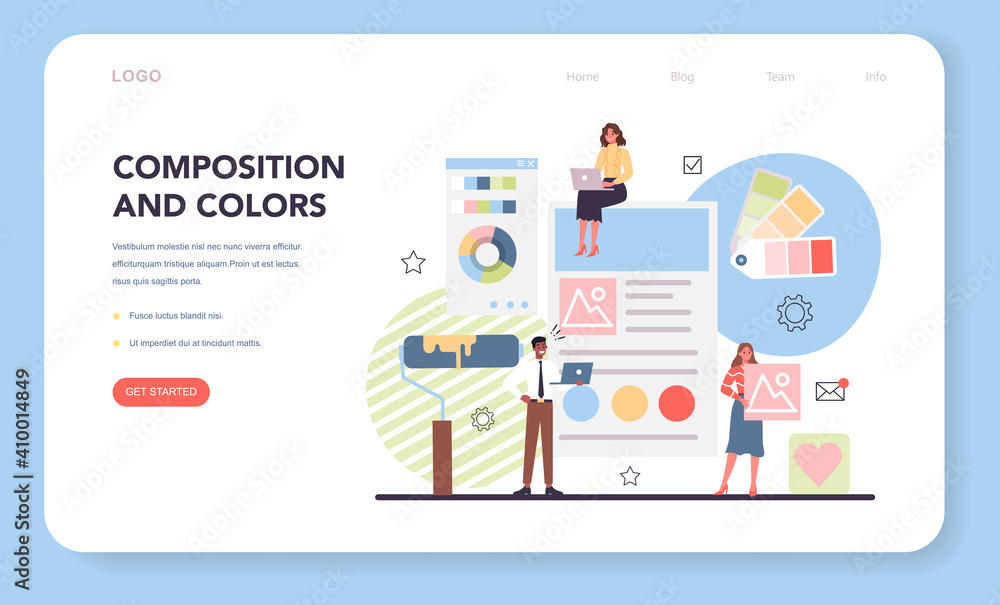 Poster web design web banner or landing page. presenting content on web pages.