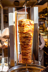 Arabic Shawarma meat baked in the fire