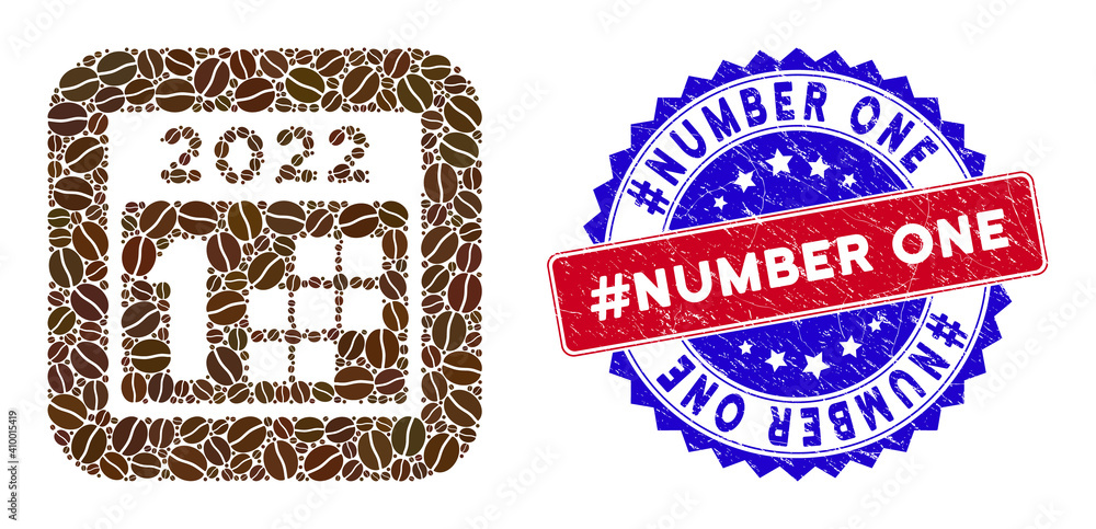 Aufkleber vector mosaic 2022 first day and grunge bicolor #number one seal stamp. mosaic 2022 first day design