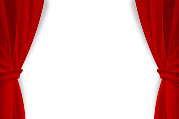 Red curtains on a white background