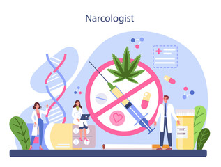 Narcologist concept. Professional medical specialist. Drug addiction