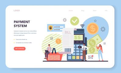 Website payment system testing web banner or landing page.