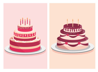 birthday cakes sweet cream and decorative candles