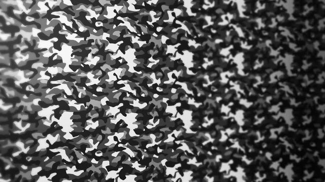 White camouflage pattern background. Military uniform concept. Abstract line and wave texture. Loop animation.