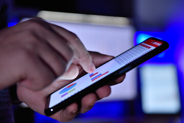 Businessman hands checks business report