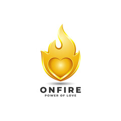 On fire - Heart logo with Burning Heart Concept