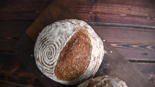Bread - Artisan Boule of Bread with Distinctive Flour Swirl Pattern