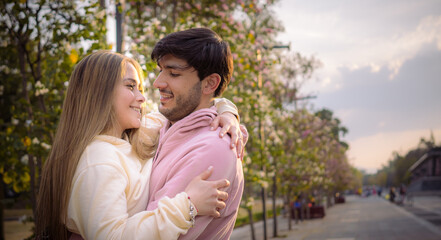 Sweet couple looking at each other's eyes