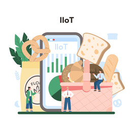 Baking industry online service or platform. Baking pastry process.