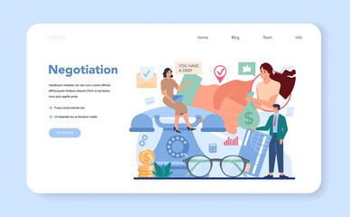 Debt collector web banner or landing page. Pursuing payment