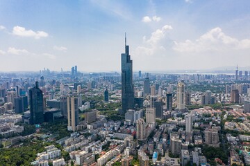 Fototapeta na wymiar Aerial view of urban Nanjing city in a sunny day