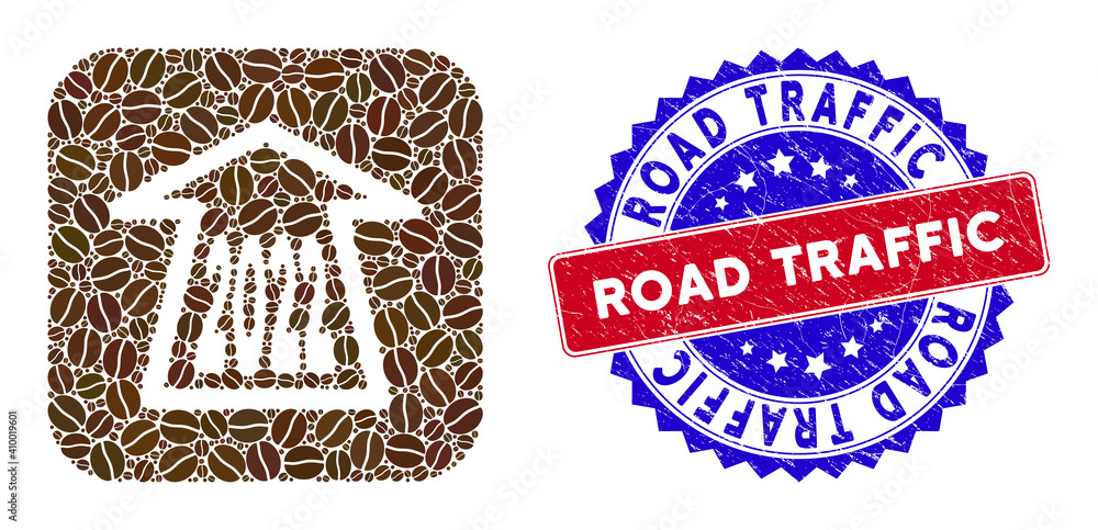 Poster vector mosaic 2022 ahead arrow and grunge bicolor road traffic seal stamp. mosaic 2022 ahead arrow c