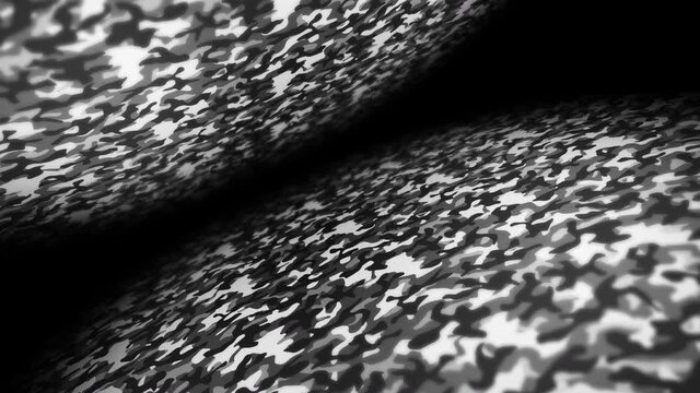 White camouflage pattern background. Military uniform concept. Abstract line and wave texture. Loop animation.
