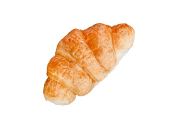 fresh golden croissant on white background
