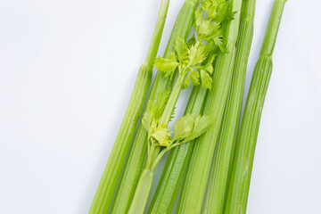 Fresh celery on white background.