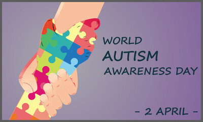 illustration of world autism awareness day, hand reaching for another hand
