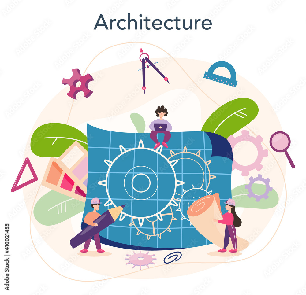 Aufkleber architecture concept. idea of building project and construction
