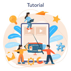 Advertsing manager online service or platform. Commercial advertisement