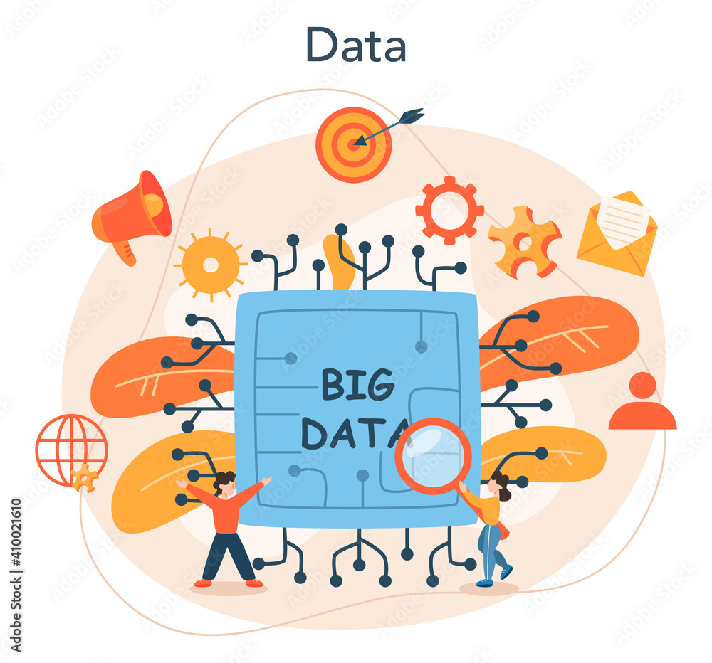 Poster big data concept. modern computer technology. analyzing digital