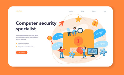 Cyber or web security specialist web banner or landing page