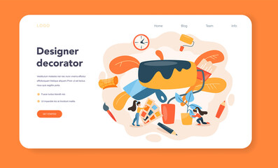 Fototapeta premium Professional decorator web banner or landing page. Designer