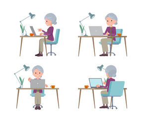 flat type Purple clothes grandma_desk-work-angle