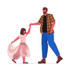 father dancing with dughter ballet lesson parenting fatherhood concept dad spending time with his kid full length vector illustration