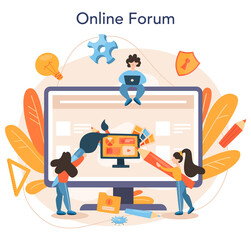 Web design online service or platform. Presenting content on web pages.