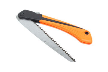 a foldable pruning saw isolated on white background