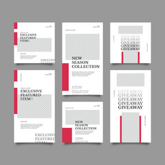 Set of Editable banner social media post and story template. Suitable for social media stories post and web mobile ads. Vector with photo collage	
