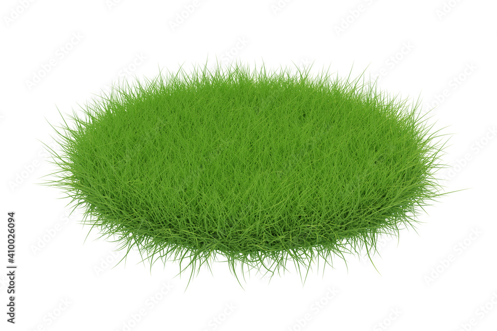Poster circle grass field on white background with clipping path,