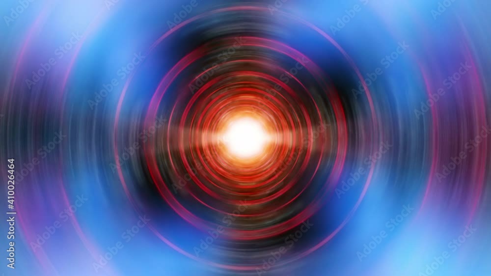 Poster abstract fantasy light vortex tunnel background with shiny neon waves come from center. vibrant circ