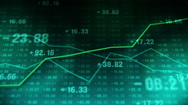 Line graph and numbers in stock market. Business Success and growth concept. Abstract financial chart on screen display. Loop animation.