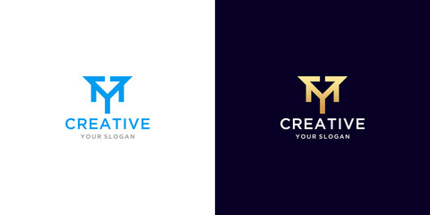 Letter ym logo with arrow concept