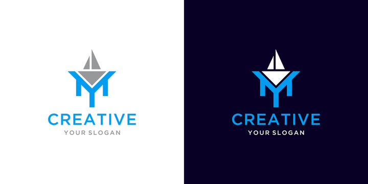 Letter ym logo with boat concept
