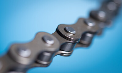 Bicycle roller chain on white background