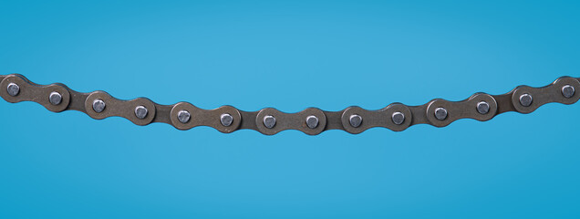 Bicycle roller chain on white background