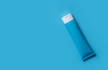 Tube of cream on a blue background,Layout for branding, labels and packaging,Health and beauty concept