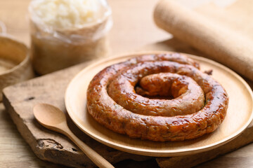 Northern Thai sausage (Sai Aua), Grilled intestine stuffed with minced pork, spices and herbs...