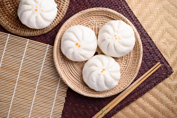 Steamed buns stuffed with minced pork, Asian food