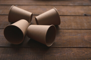 ecological kraft paper cups for coffee and tea dark brown