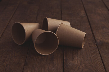 ecological kraft paper cups for coffee and tea dark brown