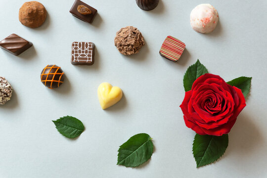 A rose and chocolate. Valentine, sweets, chocolate, cacao, etc.　バラとチョコレート。バレンタイン、スイーツ、チョコレート、カカオなど