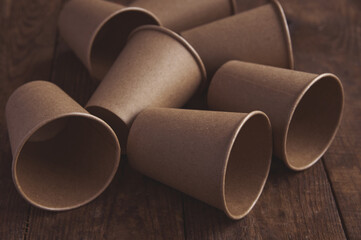 ecological kraft paper cups for coffee and tea dark brown