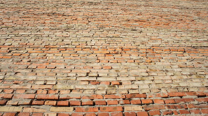 brick wall in the form of a horizontal perspective. brick wall texture. brick wall pattern 