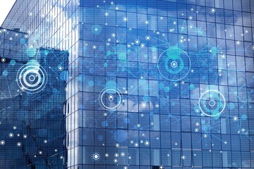 Obraz premium Abstract big data illustration on city background