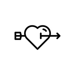 cupid arrow icon in line style isolated on white background. sign symbol for valentine's day. EPS 10