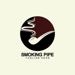 Pipe Smoking Logo icon vector illustration design.Tobacco, cigar, pipe icon vector image.